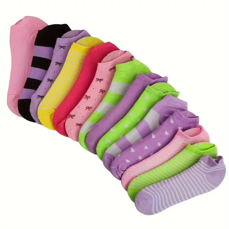 20-Pairs: Candy Color Socks, Casual & Breathable Low Cut Ankle Socks, Women's Stockings & Hosiery