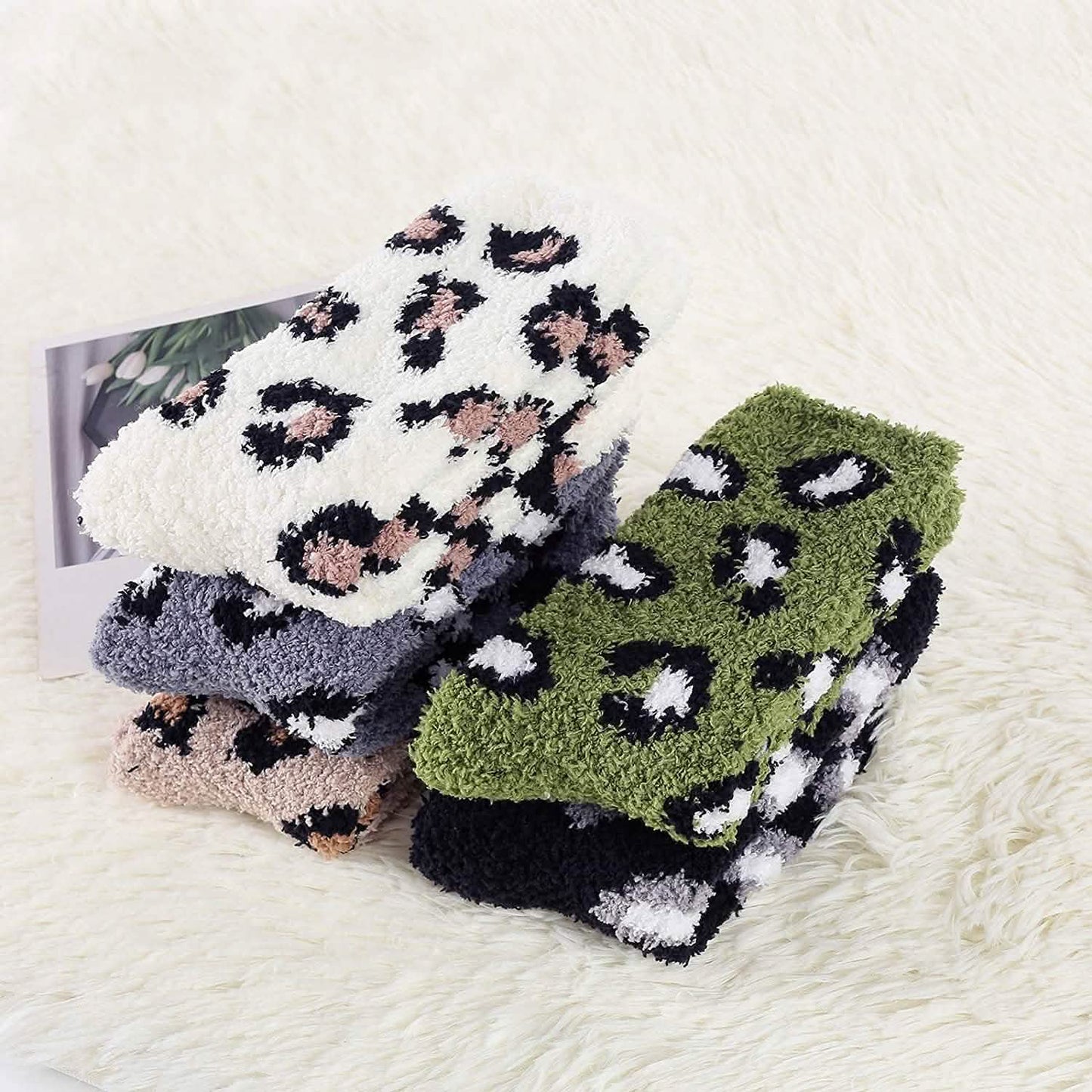 5-Pair: Womens Fuzzy Socks Winter Slipper Socks