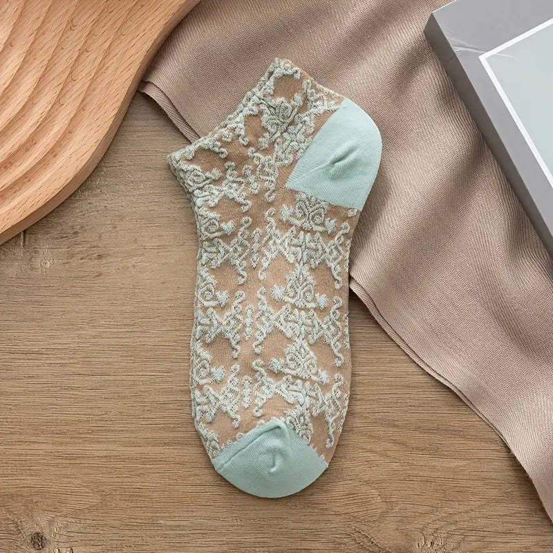 5-Pairs: Vintage Court Style Short Socks