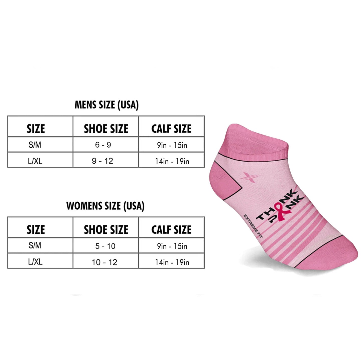 6-Pairs: Breast Cancer Awareness Ankle Compression Socks