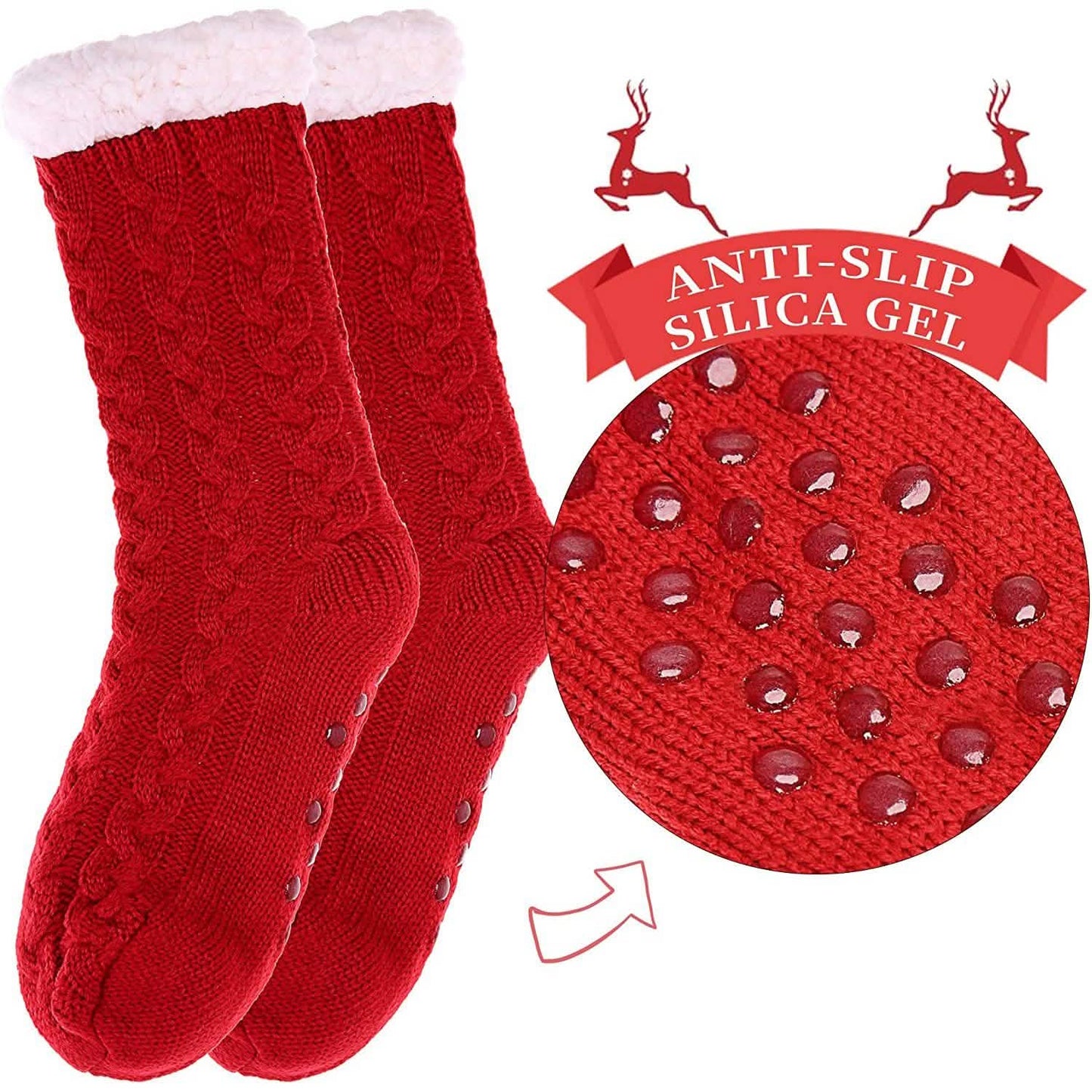 Women's Winter Super Soft Warm Cozy Fuzzy Fleece-Lined with Grippers Slipper Socks