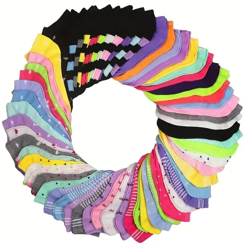 20-Pairs: Candy Color Socks, Casual & Breathable Low Cut Ankle Socks, Women's Stockings & Hosiery