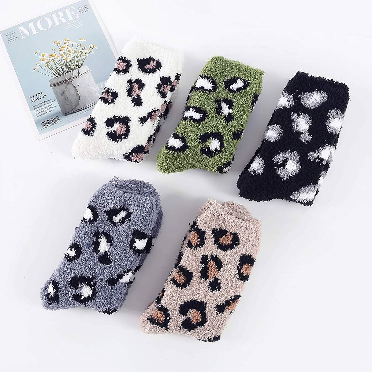 5-Pair: Womens Fuzzy Socks Winter Slipper Socks