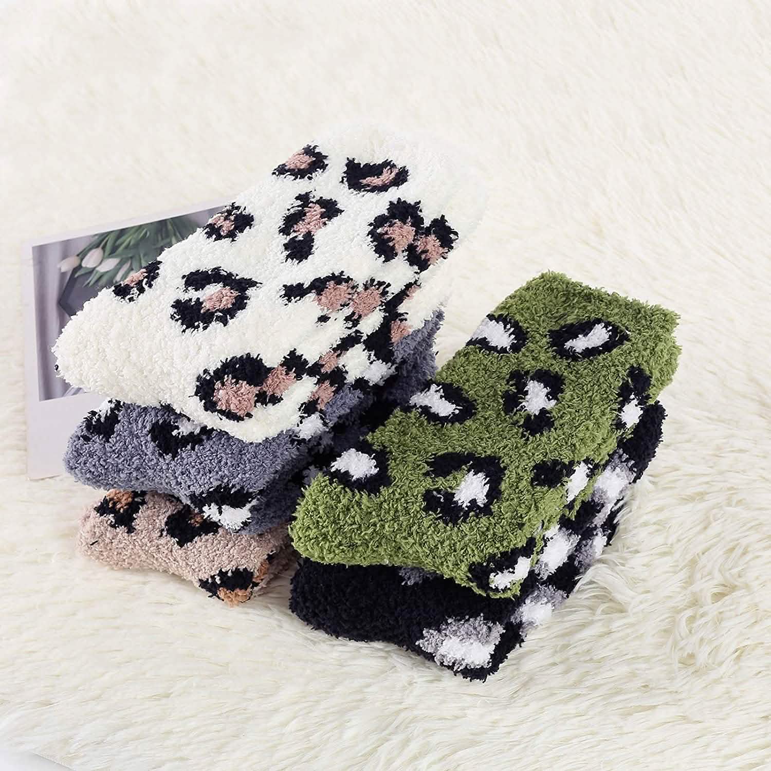 5-Pair: Womens Fuzzy Socks Winter Slipper Socks