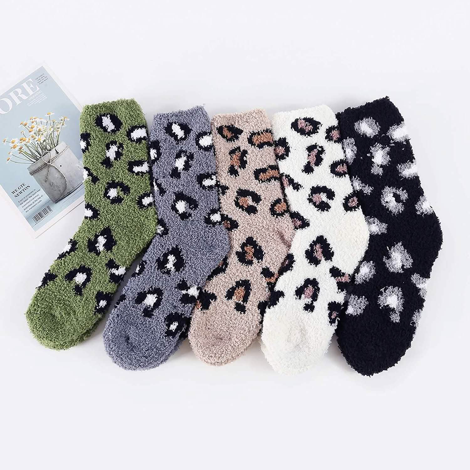 5-Pair: Womens Fuzzy Socks Winter Slipper Socks