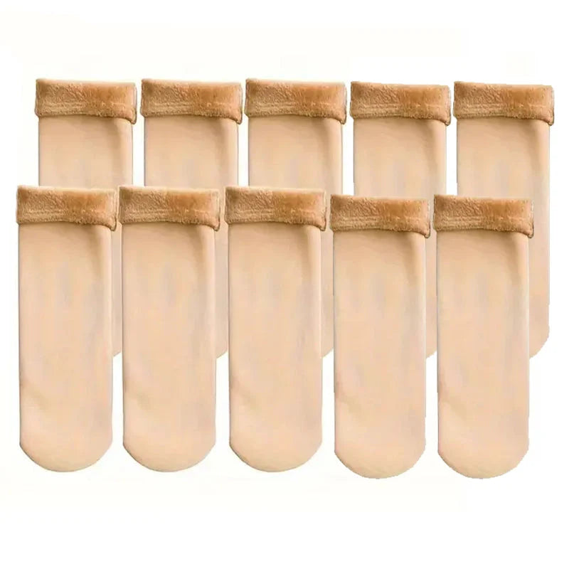 5-Pairs: Ultra-Soft Plush Lined Thermal Socks - Comfy Mid Tube Socks