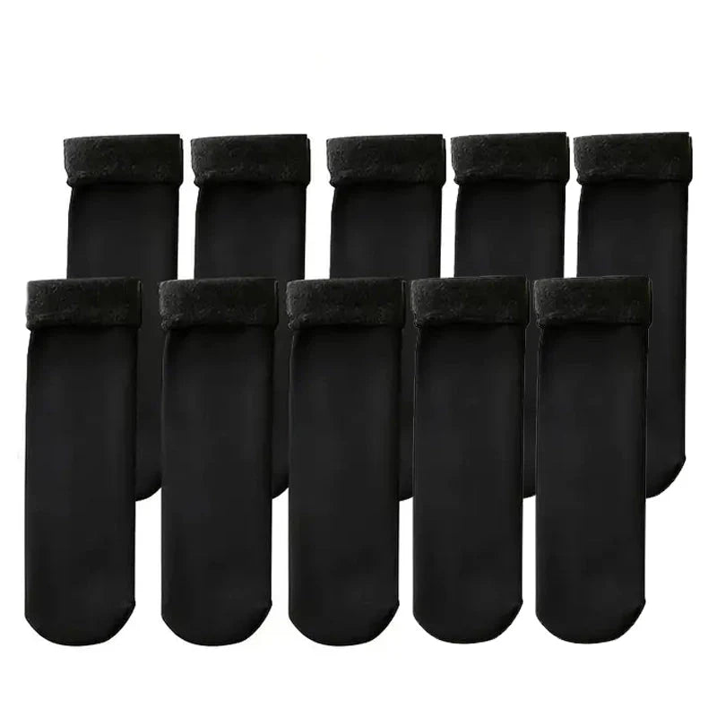5-Pairs: Ultra-Soft Plush Lined Thermal Socks - Comfy Mid Tube Socks