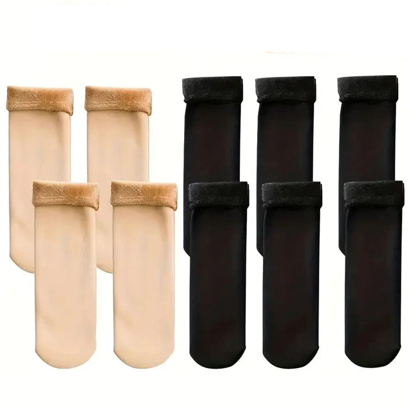 5-Pairs: Ultra-Soft Plush Lined Thermal Socks - Comfy Mid Tube Socks