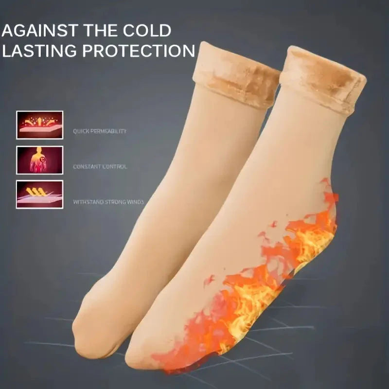 5-Pairs: Ultra-Soft Plush Lined Thermal Socks - Comfy Mid Tube Socks