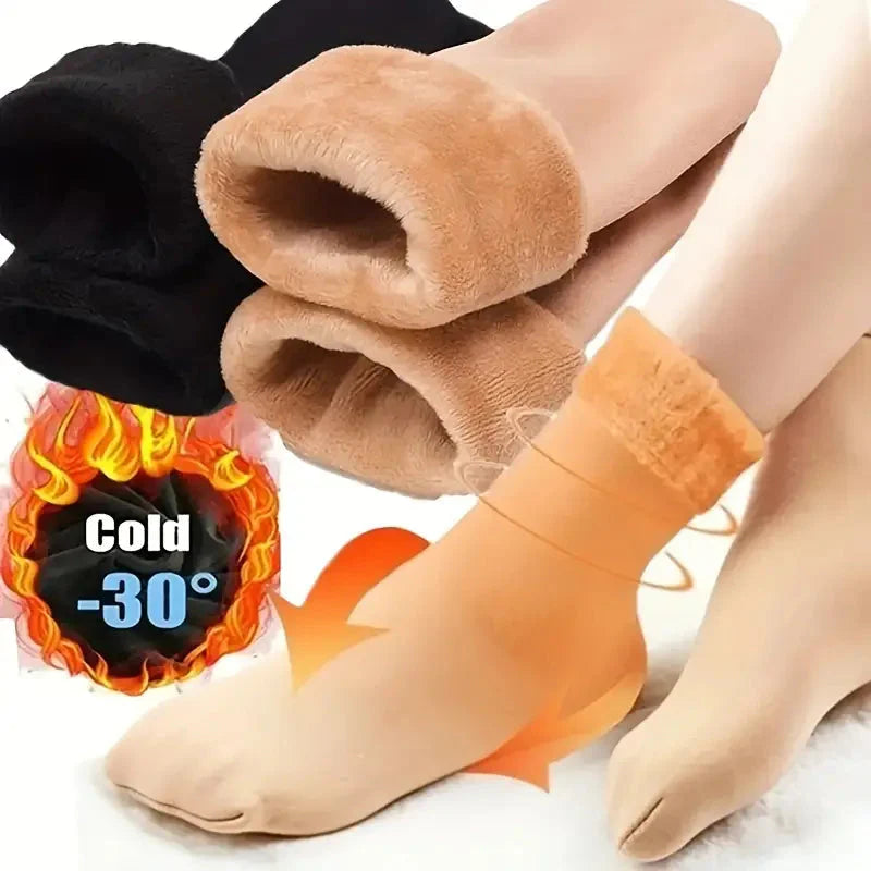 5-Pairs: Ultra-Soft Plush Lined Thermal Socks - Comfy Mid Tube Socks