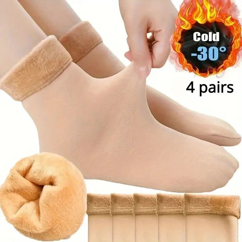 5-Pairs: Ultra-Soft Plush Lined Thermal Socks - Comfy Mid Tube Socks