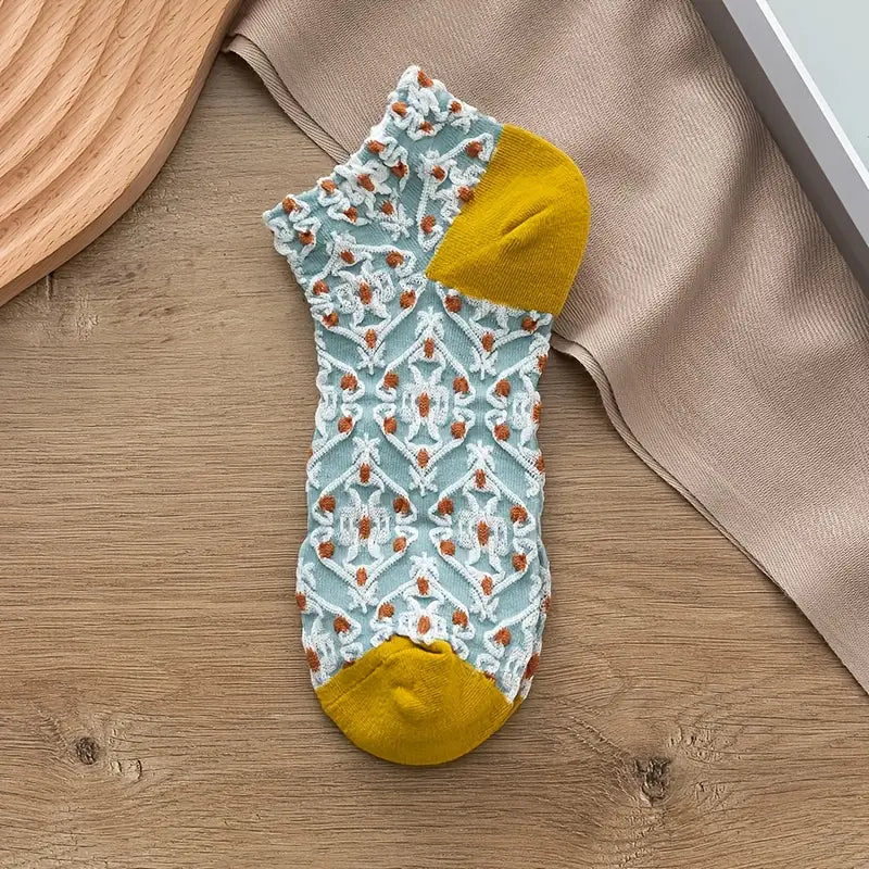 5-Pairs: Vintage Court Style Short Socks