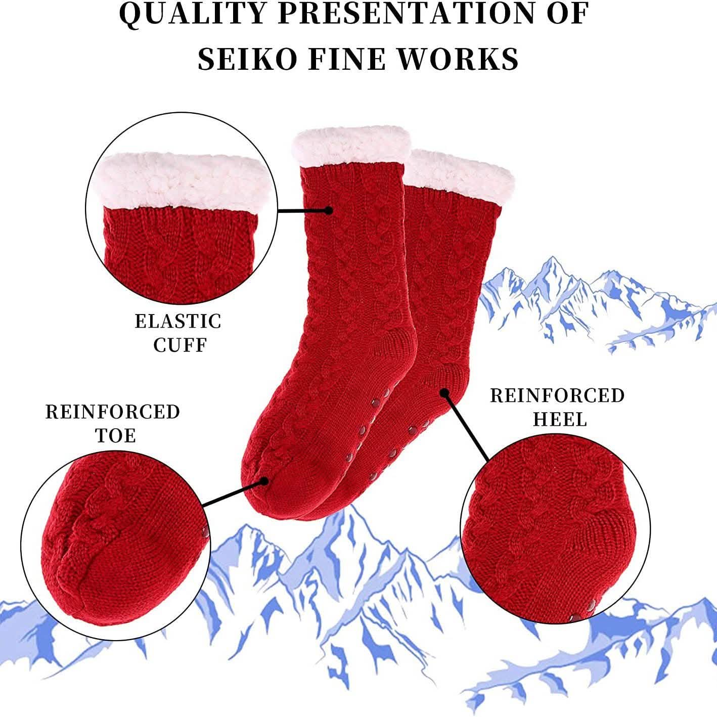 Women's Winter Super Soft Warm Cozy Fuzzy Fleece-Lined with Grippers Slipper Socks