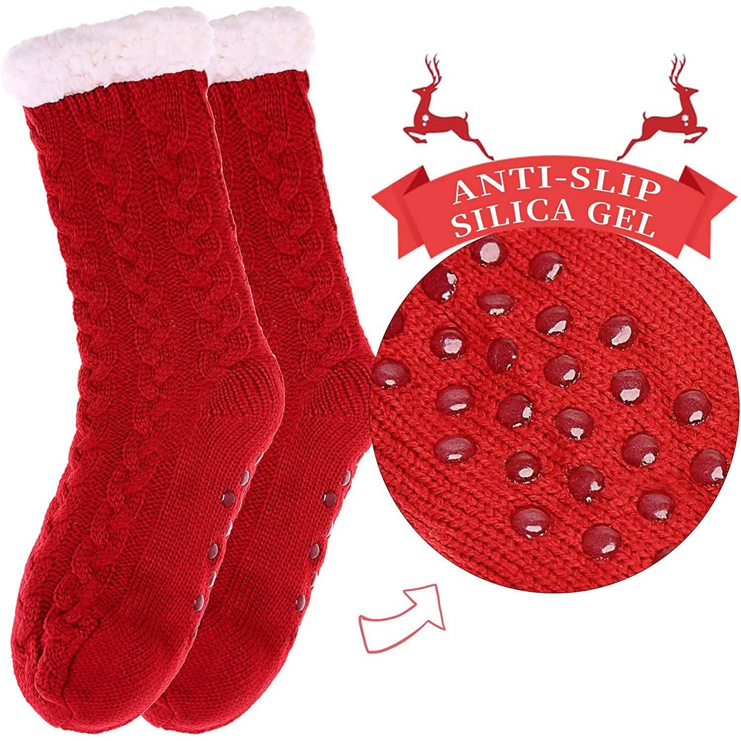 Women's Winter Super Soft Warm Cozy Fuzzy Fleece-Lined with Grippers Slipper Socks